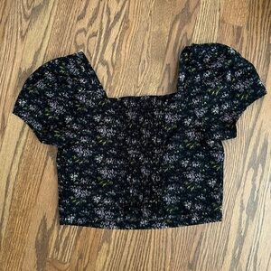Madewell Black Floral Blouse